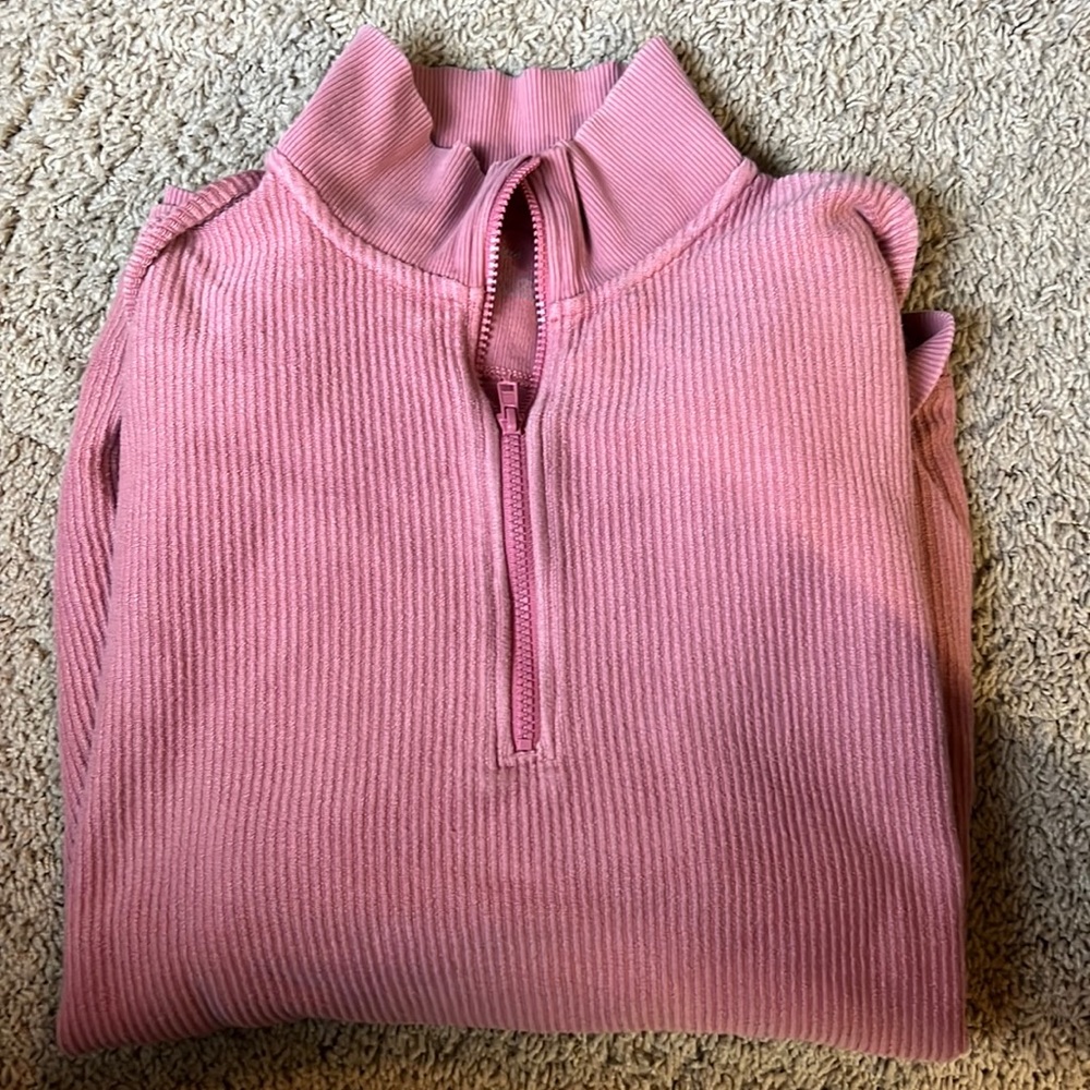 L Aerie Oversize Pink Quarter Zip